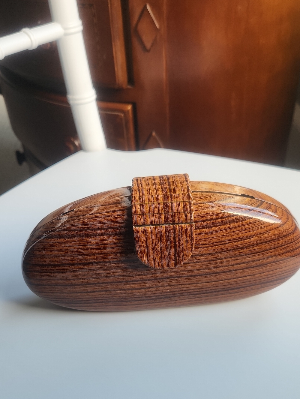 Wood Grain Clutch Purse - Brown